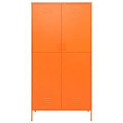 Wardrobe Orange Powder-Coated Steel Large Wardrobe Rectangular