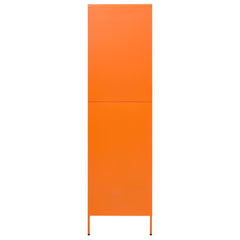 Wardrobe Orange Powder-Coated Steel Large Wardrobe Rectangular