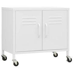 Storage Cabinet White Steel Medium Lockable wheels