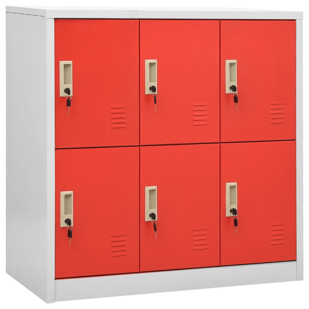 Locker Cabinet Light gray and red Steel Medium Locker Cabinet – Bostome