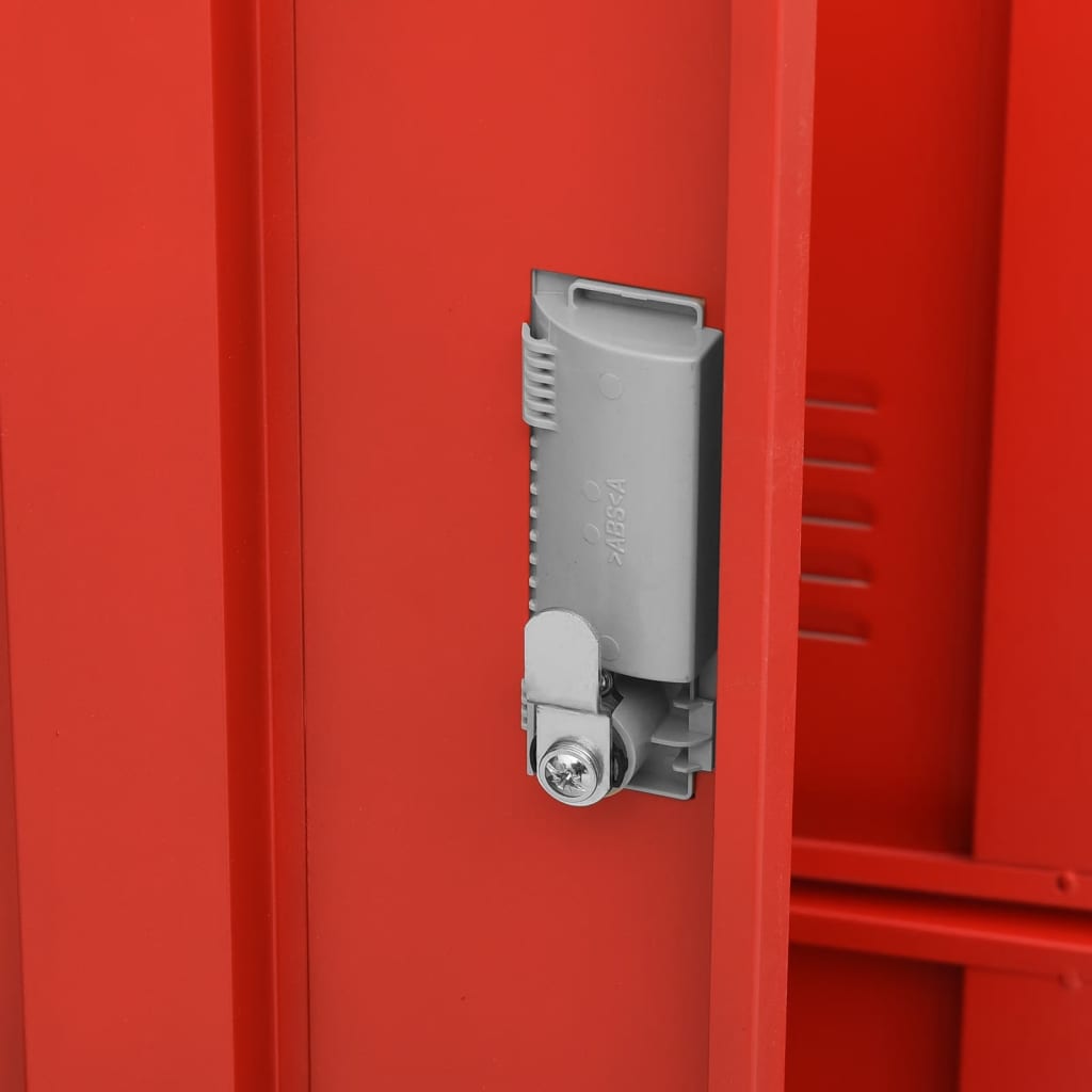 Locker Cabinet Light gray and red Steel Medium Locker Cabinet – Bostome