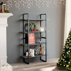 Book Cabinet Grey Solid pine wood, metal Medium Book Cabinet