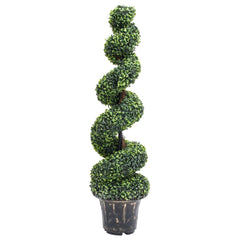 A 46.1-inch artificial boxwood spiral plant in a dark pot.