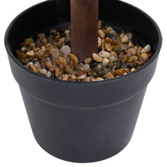 Artificial double ball boxwood plant in black pot with gravel and wooden stem, 23.6 inches tall.