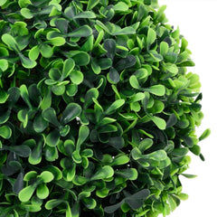 Two 14.6-inch artificial boxwood ball plants with dense green leaves in a spherical shape
