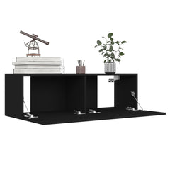 TV Cabinet Set of 4 Black Engineered wood TV Cabinet
