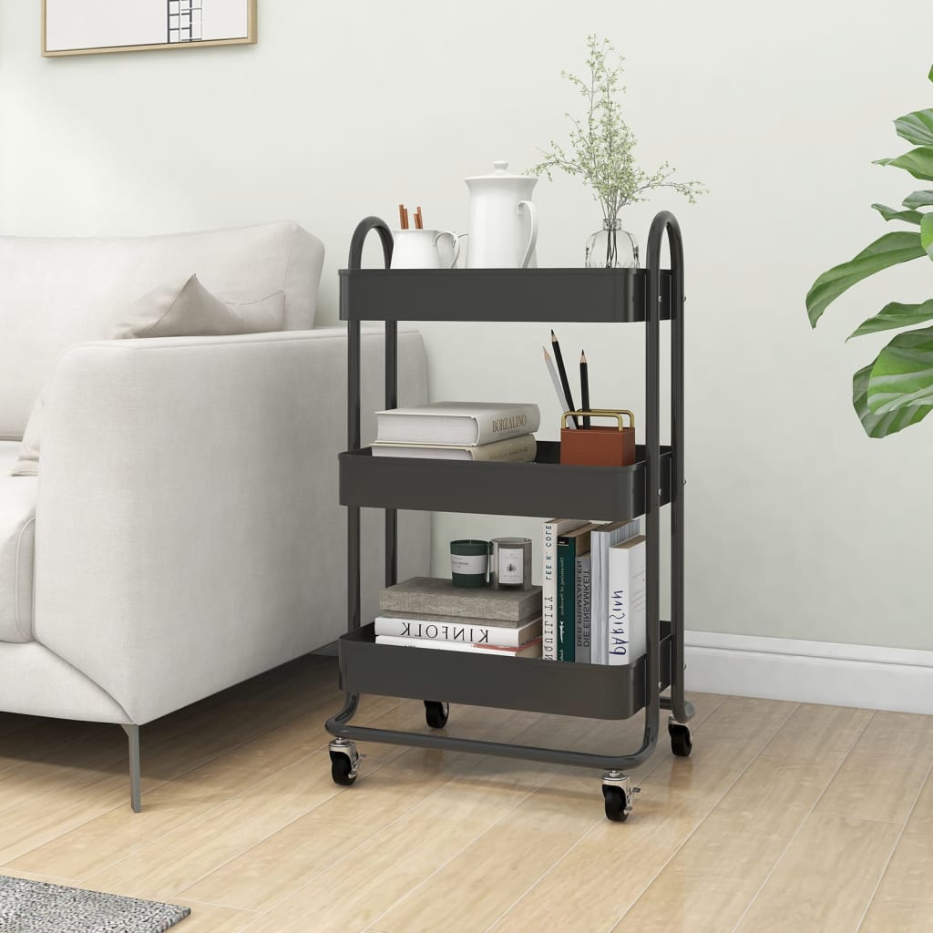 3-Tier Trolley Anthracite 16.9x13.4x31.1 Steel