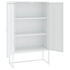 Highboard White Steel Medium Highboard Rectangular Modern