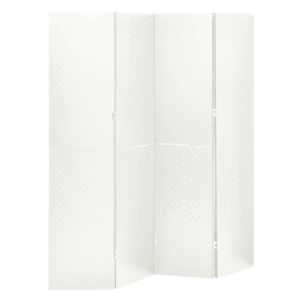 4-Panel Room Divider White 63x70.9 Steel