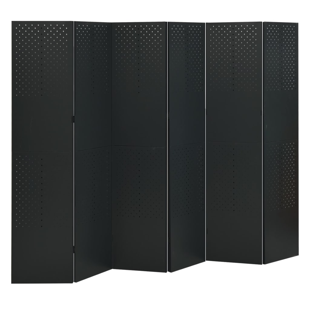 6-Panel Room Divider Black 94.5x70.9 Steel