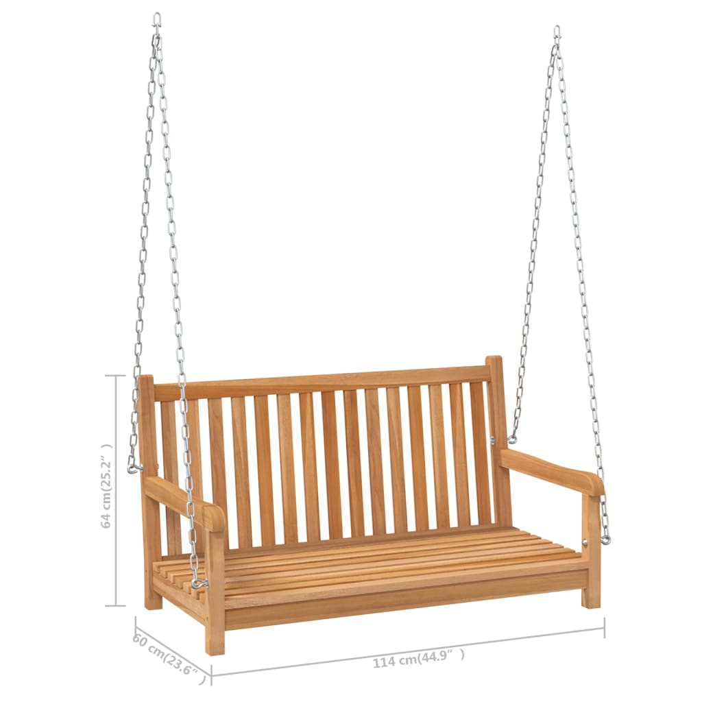 Swing Bench Solid Teak Wood 44.9x23.6x25.2