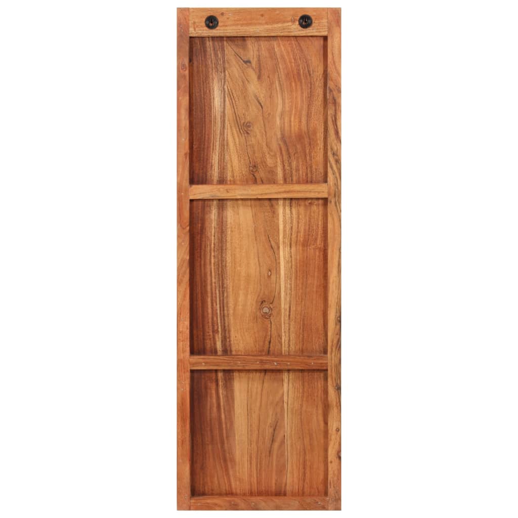 Set of two solid acacia wood wall-mounted coat racks with three hooks each.