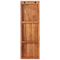 Set of two solid acacia wood wall-mounted coat racks with three hooks each.