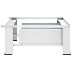 White steel washing machine pedestal with a single drawer.