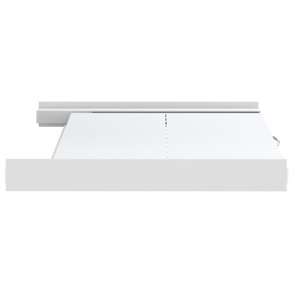 White steel washing machine pedestal with two drawers, viewed from the side.