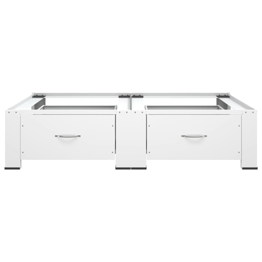 White steel pedestal for washing and drying machines with two drawers.