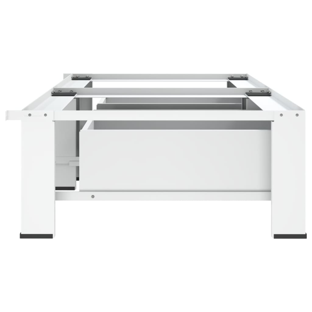 White steel pedestal for washing and drying machines with two drawers.