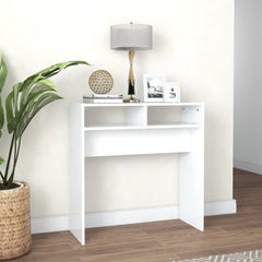 Console Table White Engineered Wood Compact Storage