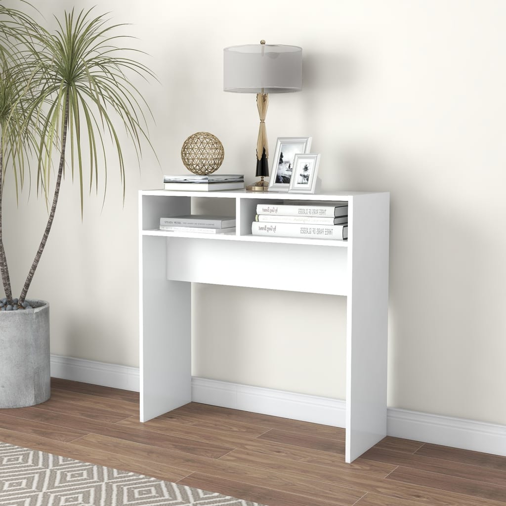 Console Table White Engineered Wood Compact Storage