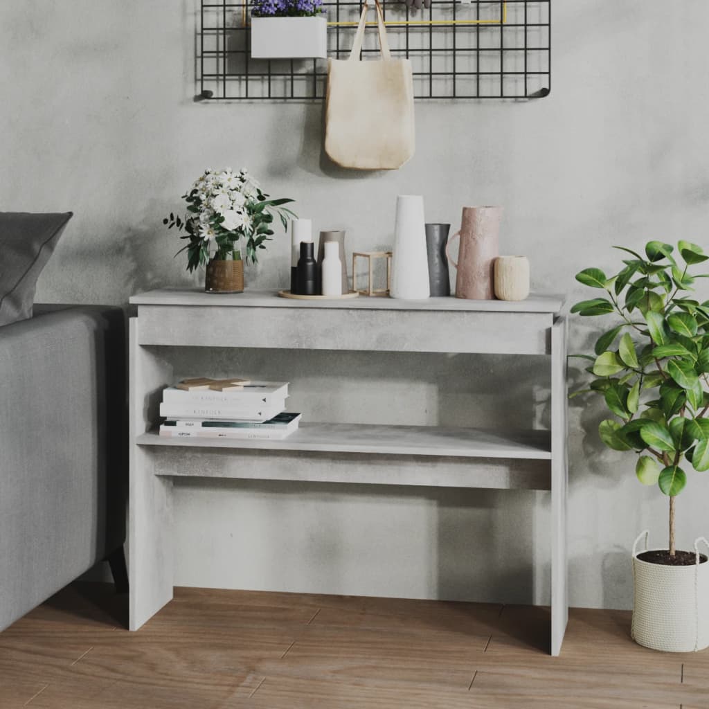 Console Table Concrete Grey Engineered Wood Standard Modern
