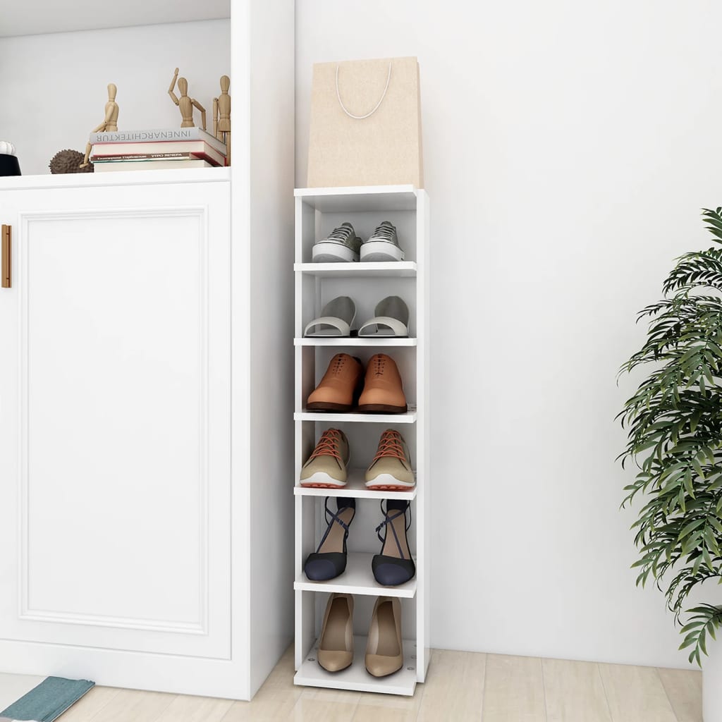 Shoe Cabinet White Engineered wood Tall and narrow Shoe Cabinet
