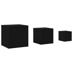 Side Table Set of 3 Black Engineered wood Small to Large