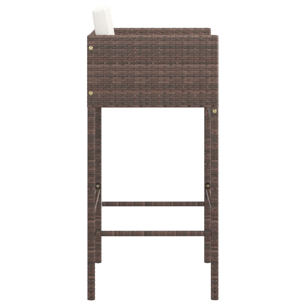 Bar Stool Set of 4 Brown Poly Rattan, Powder-Coated Steel – Bostome