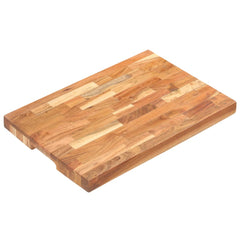 Rectangular solid acacia wood chopping board with finger grooves, 19.7x13.8x1.6 inches.