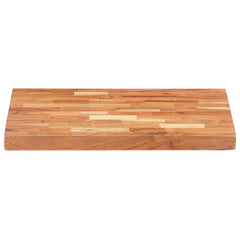 A rectangular solid acacia wood chopping board measuring 19.7x13.8x1.6 inches with natural grain.