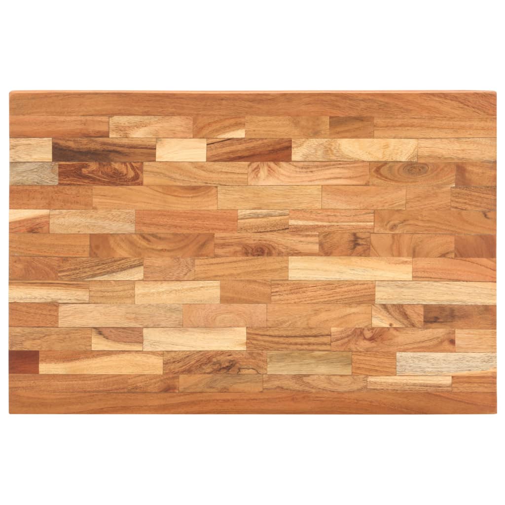 A rectangular solid acacia wood chopping board with natural grain patterns, measuring 23.6 by 15.7 inches.