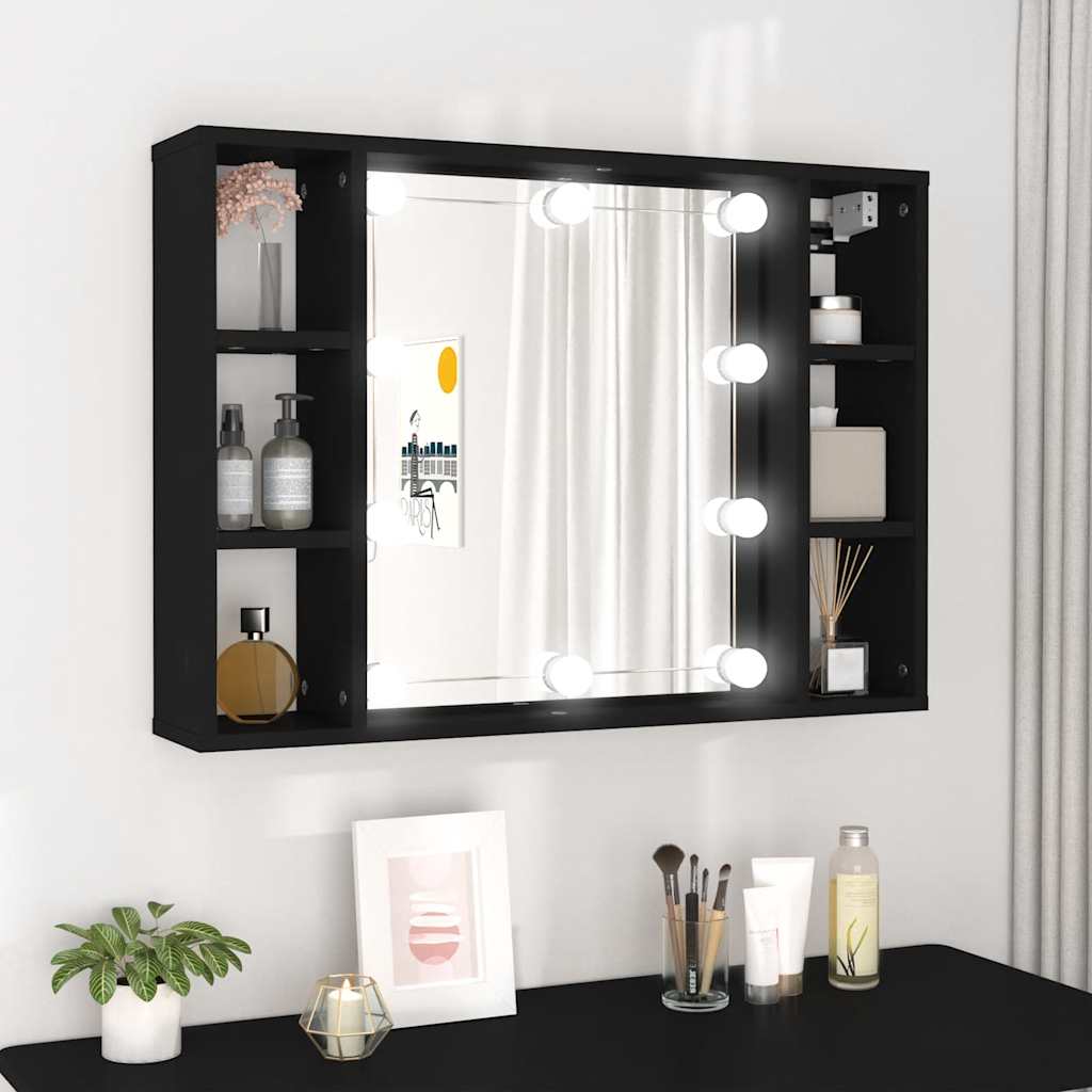 Mirror Cabinet Black Engineered wood, acrylic Medium