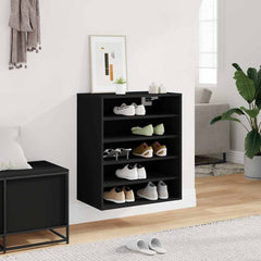 Shoe Cabinet Black Engineered Wood Medium Storage Shoe Cabinet