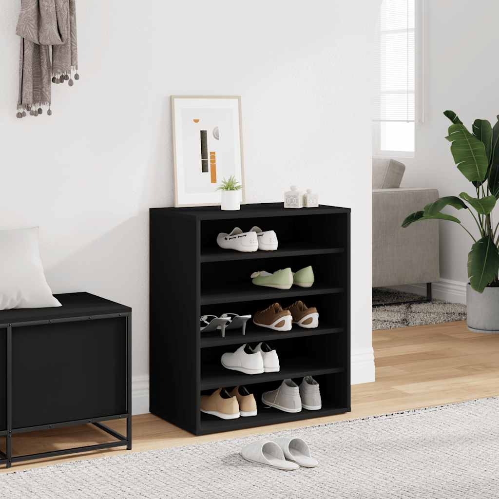 Shoe Cabinet Black Engineered Wood Medium Storage Shoe Cabinet