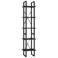 Book Cabinet Black Engineered Wood Medium 5 Tier Book Cabinet