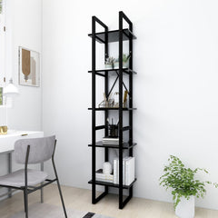 Book Cabinet Black Engineered Wood Medium 5 Tier Book Cabinet
