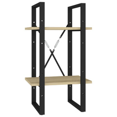 Book Cabinet Sonoma oak and black Engineered wood and metal Medium