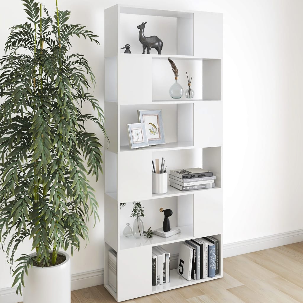 Book Cabinet Room Divider White Engineered Wood Large Sleek