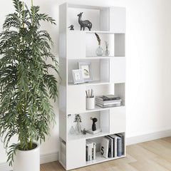 Book Cabinet Room Divider White Engineered Wood Large Sleek