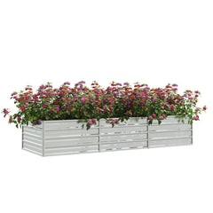 Garden Raised Bed Silver Galvanized Steel Large