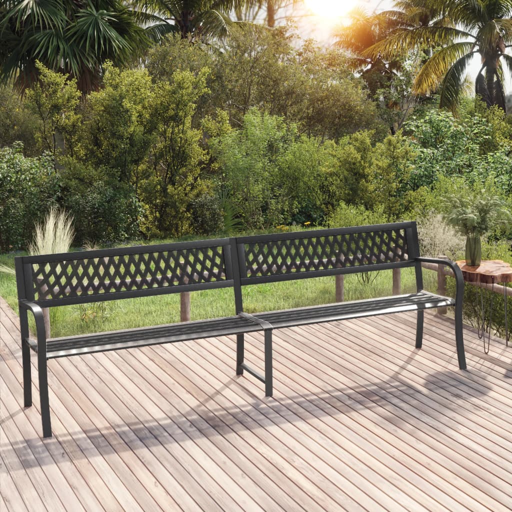 Garden Bench Black Powder-coated steel, plastic Large Durable