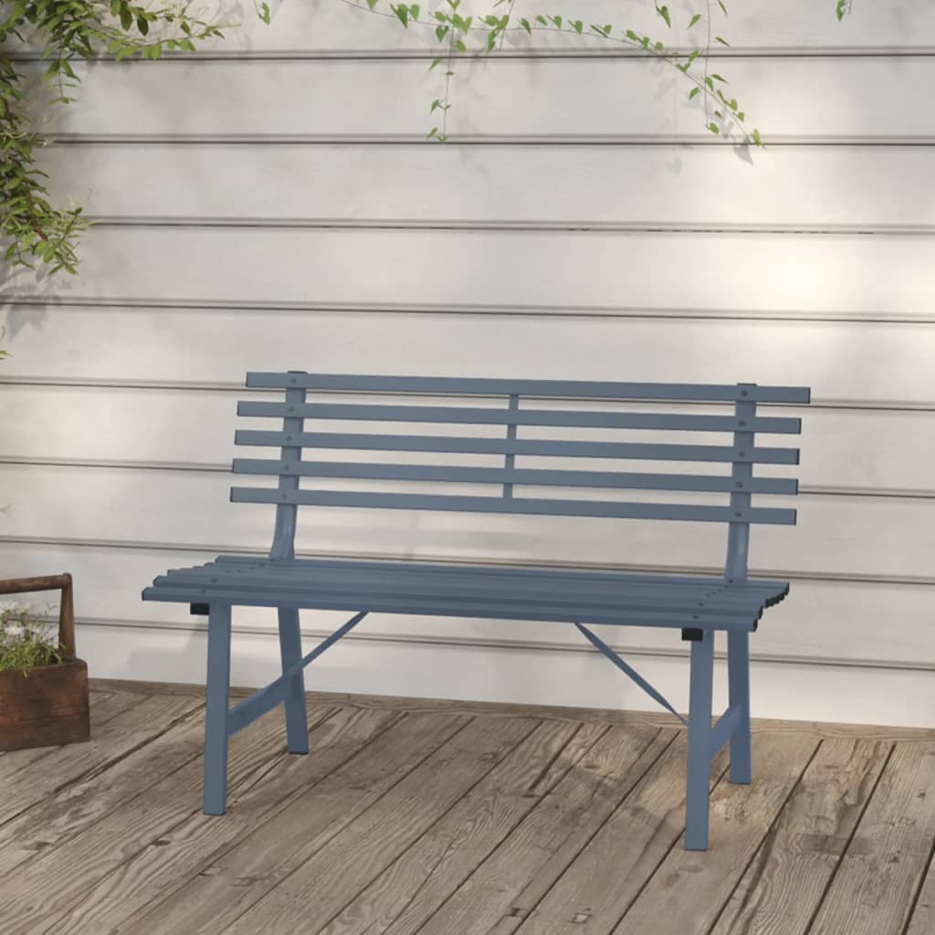 Garden Bench Grey Powder-Coated Steel Medium Garden Bench – Bostome
