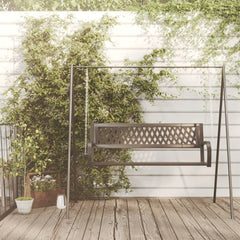 Garden Swing Bench Black Steel and Plastic Medium Durable