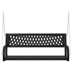 Garden Swing Bench Black Steel and Plastic Medium Durable