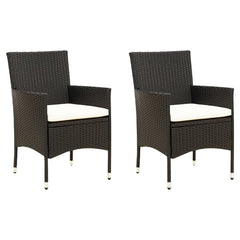 Garden Chair Set of 2 Black and Cream White