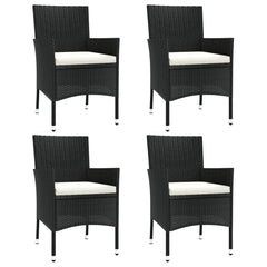 Garden Chair Set of 4 Black Poly rattan Medium Durable