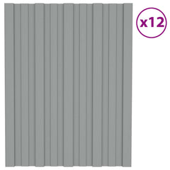 Roof Panel 12 pcs Grey 23.62 x 17.72 in Galvanised steel
