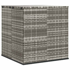 Cushion Box Grey PE Rattan, Powder-Coated Steel Large Cushion Box