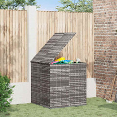 Cushion Box Grey PE Rattan, Powder-Coated Steel Large Cushion Box