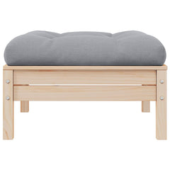 Garden Footstool Gray and Natural Wood Solid Pine Wood and Polyester