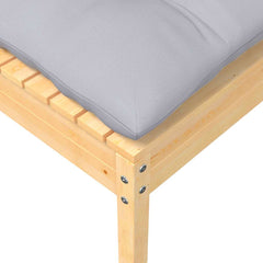 Garden Footstool Gray and Natural Wood Solid Pine Wood and Polyester